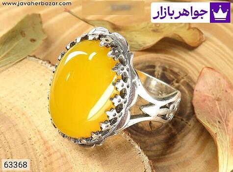 انگشتر نقره عقیق زرد طرح سرنیزه مردانه [شرف الشمس] - 63368